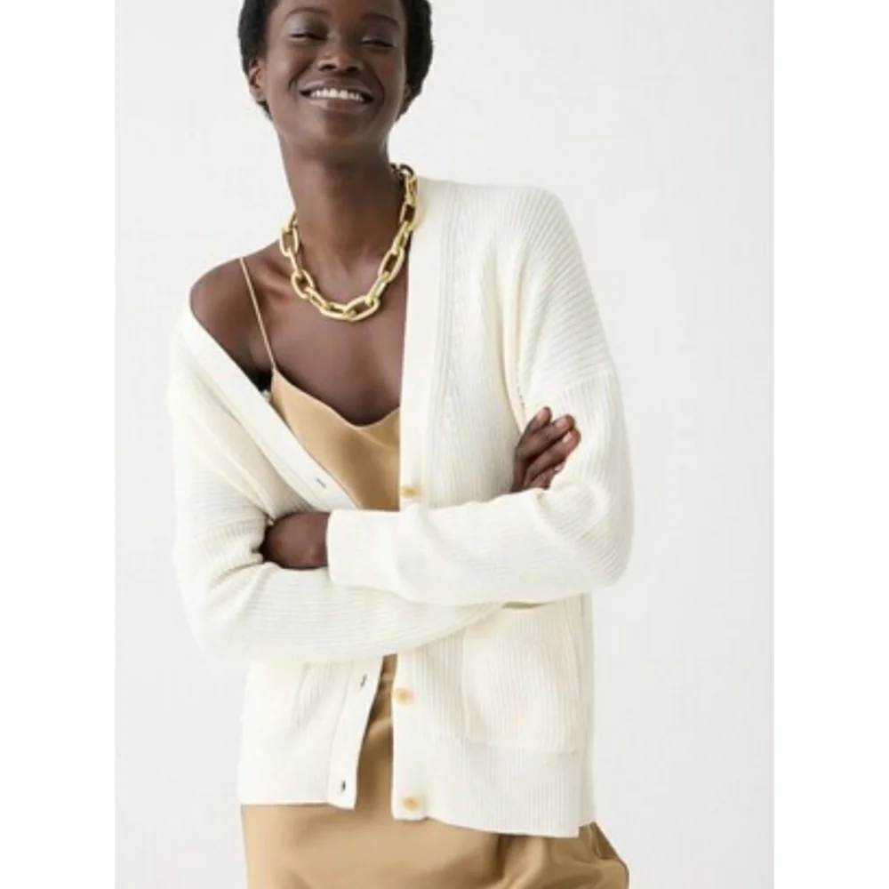 J.Crew V-neck cotton-cashmere cardigan sweater - Picture 4 of 11